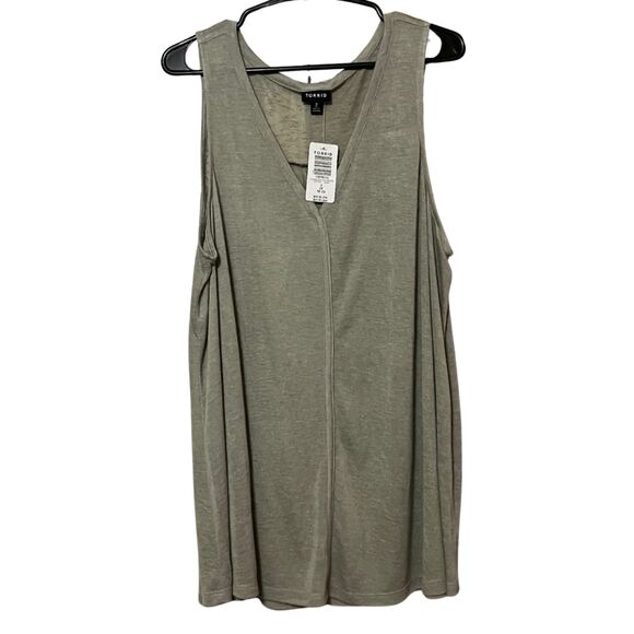 TORRD WOMEN'S SIZE 2 (18/20) SEAGRASS V NECK SWING TANK SUPER SOFT LIGHT NWT - Picture 1 of 8